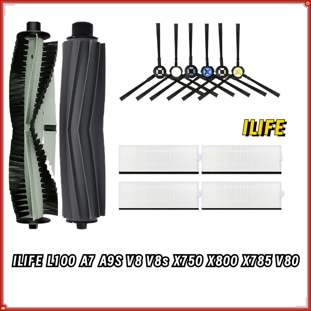 สําหรับ ILIFE L100 A7 A9S V8 V8s X750 X800 X785 V80 หลักแปรงด้านข้าง Hepa Filter ชุดอุปกรณ์เสริม