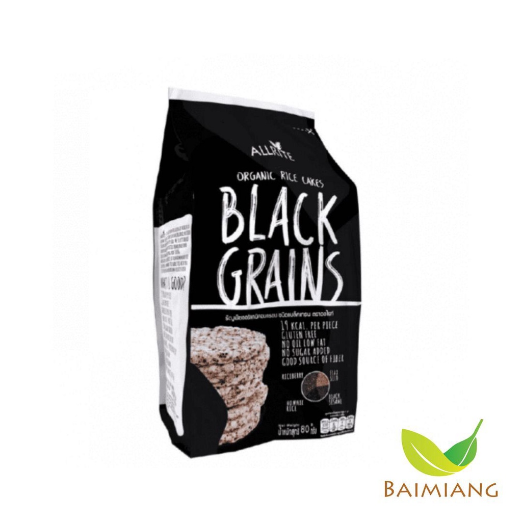 ALLRITE Organic Rice CakesBlack Grains ธัญพืชออร์แกนิคอบกรอบ ชนิดแบล็คเกรน ขนาด 80 กรัม (02998)