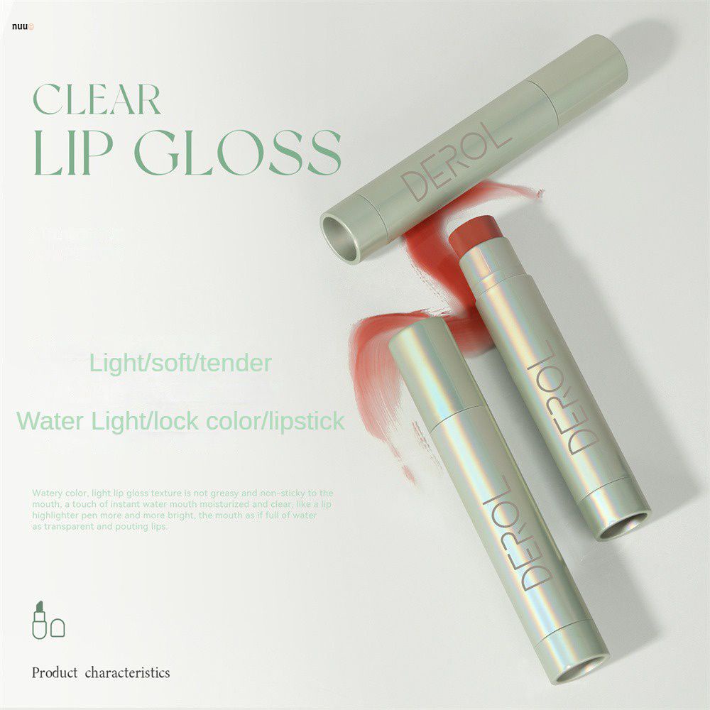 Derol Water Glossy Lipstick 10 สี Hydrating Light Shining Lip Gloss ไม่เหนียวเหนอะหนะ Moisturizing M