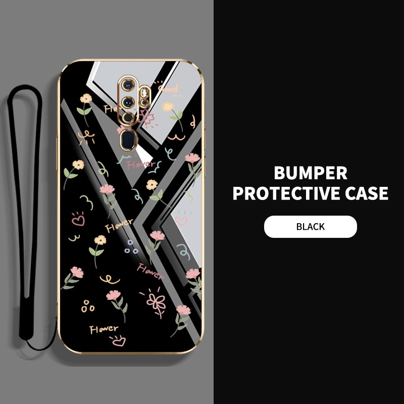 เคส Oppo A9 A5 2020 A11X เต็มจอ ดอกไม้เล็ก กันกระแทก ซิลิโคน เคสโทรศัพท์ ฝาครอบป้องกัน