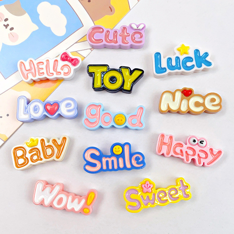 แผ่นกาวเรซิ่น ลายตัวอักษรภาษาอังกฤษ diy สําหรับทําเครื่องประดับ โทรศัพท์มือถือ