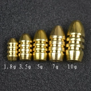 Outkit 10 ชิ้น/ล็อตทองแดงตะกั่ว Sinker น้ําหนัก 10g,7g,5g,3.5g,1.8g Sharped Bullet ทองแดงอุปกรณ์ตกปลาตกปลา Tackle