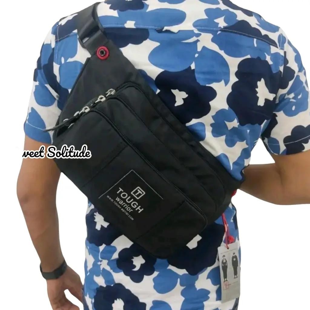 Multi Channels Smooth Nylon Men Chest Bag Crossbody Porch Bag Beg Dada Nilon