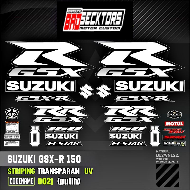 Decal สติกเกอร์ Striping โปร่งใส Uv Variations Suzuki Gsx R 150 Gsx RR 150 Livery Gsx R Limited Edit