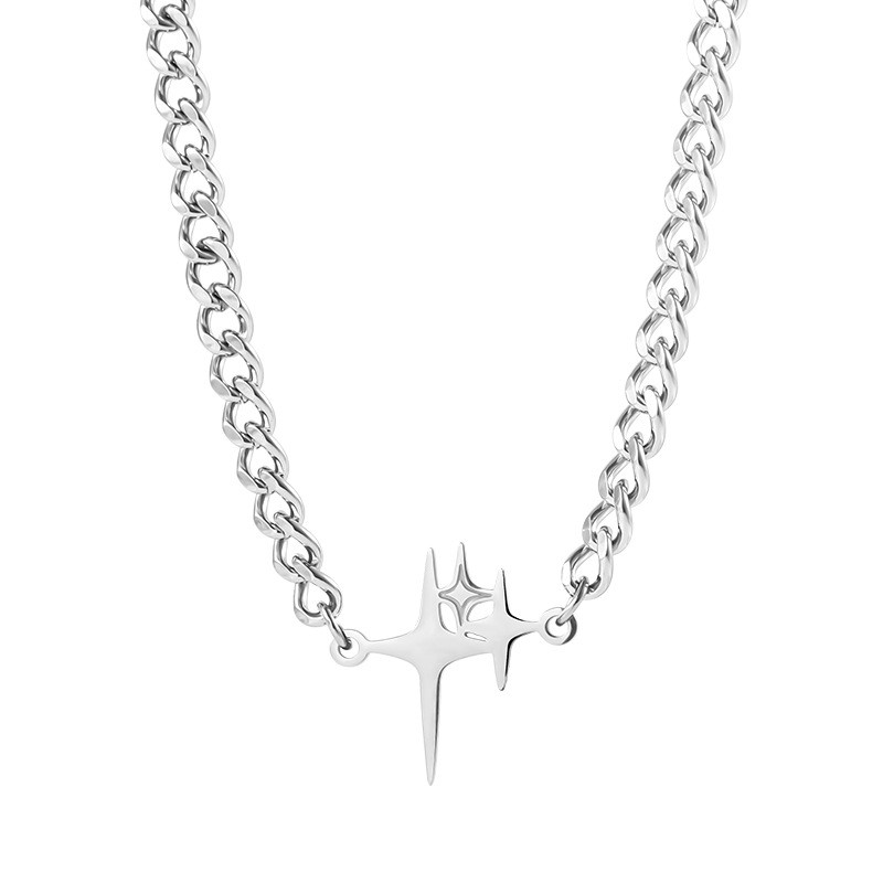 ไทเทเนียมเหล็กไม่ซีดจางผู้ชาย เต็มไปด้วยดวงดาว สร้อยคอ, สะโพก-กระโดด บุคลิกภาพอเนกประสงค์แฟชั่นอุปกรณ์เสริม 048 - รูปที่ 3