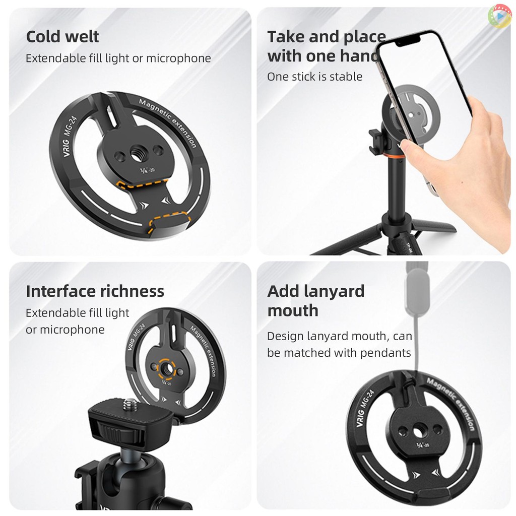 ฐานแม่เหล็ก VRIG MG-24 โทรศัพท์แม่เหล็กแบบพกพาขาตั้งกล้อง Mount Phone Mount P Came10 - รูปที่ 7