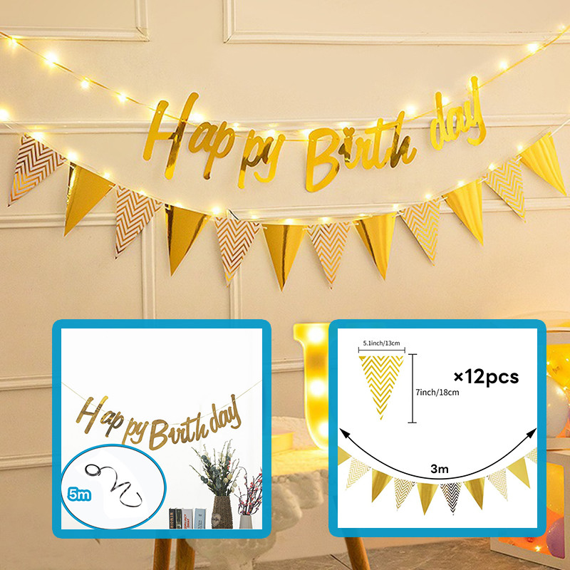 ส่งจากไทย ธงวันเกิด ธงราววันเกิด ธงราว ธง happy birthday bannerแบนเนอร์ ของตกแต่งวันเกิด