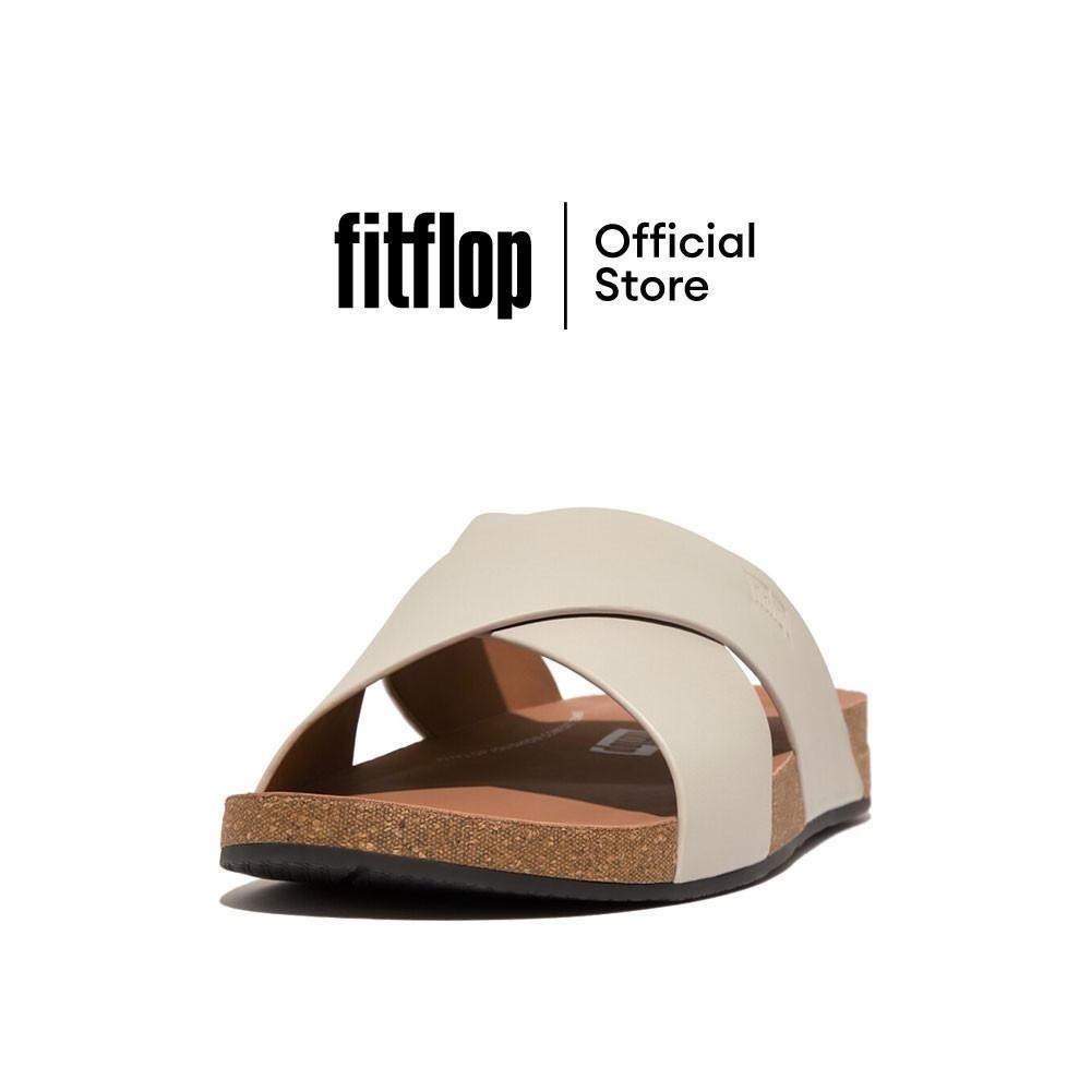 FITFLOP IQUSHION LEATHER CROSS SLIDES รองเท้าแตะผู้ชาย รุ่น GZ7-A93 สี CLAY GREY