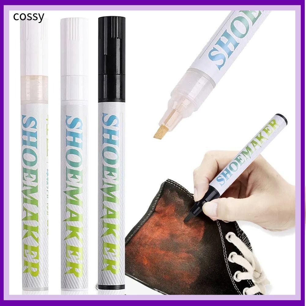 Cossy ปากกาขจัดคราบรองเท้าผ้าใบกันน้ําสีเหลืองขาวดํา พร้อมแปรง DIY ทําความสะอาดรองเท้า Anti-Oxidation ของขวัญ