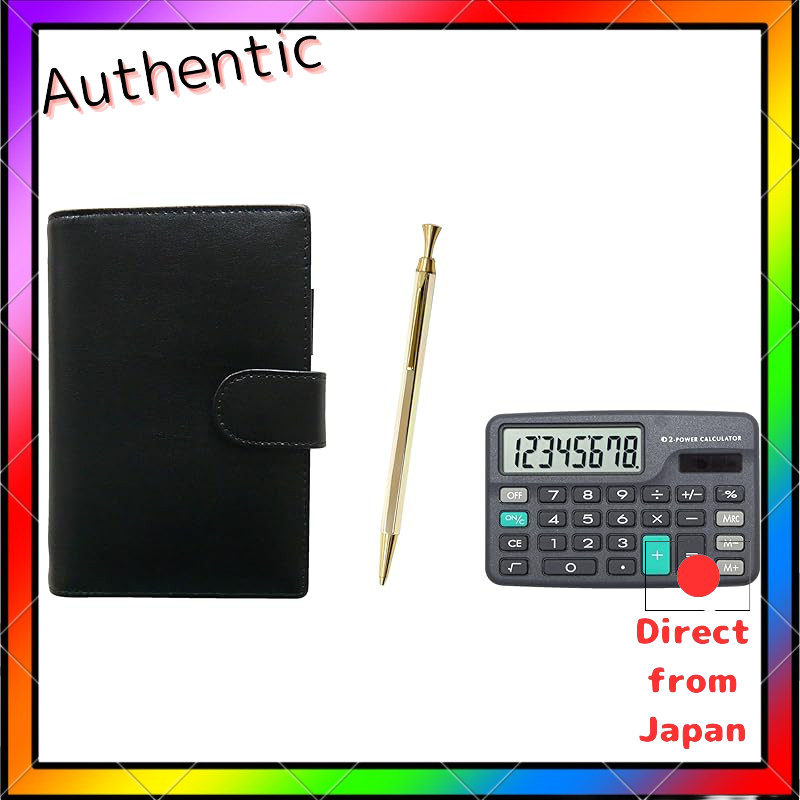 โน๊ตบุ๊คระบบหนังขนาดเล็ก Eco B7 พร้อมเครื่องคิดเลขขนาดเล็ก สีดํา Z88 Full Gold ชุดดินสอกดโลหะแบบเคาะ