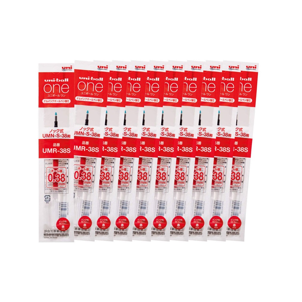 Mitsubishi Pencil Gel Ballpoint Pen Refill Uni-ball One 0.38 Red, 10 pieces, Box UMR38S.15