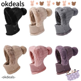 Okdeals หมวกถัก ผ้ากํามะหยี่ขนนิ่ม แฟชั่นฤดูใบไม้ร่วง ฤดูหนาว สําหรับเล่นสกี