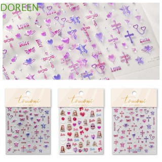 Doreen สติกเกอร์เจลลี่ ลายบาร์บี้ สีชมพู สําหรับตกแต่งเล็บ DIY 2K