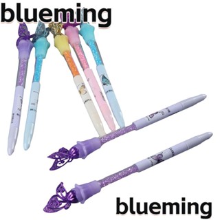 Blueming2 ปากกาเจลคริสตัล รูปผีเสื้อ สีเหลือง สีชมพู ขนาดเล็ก สีม่วง สีฟ้า สําหรับตกแต่งสํานักงาน ปาร์ตี้