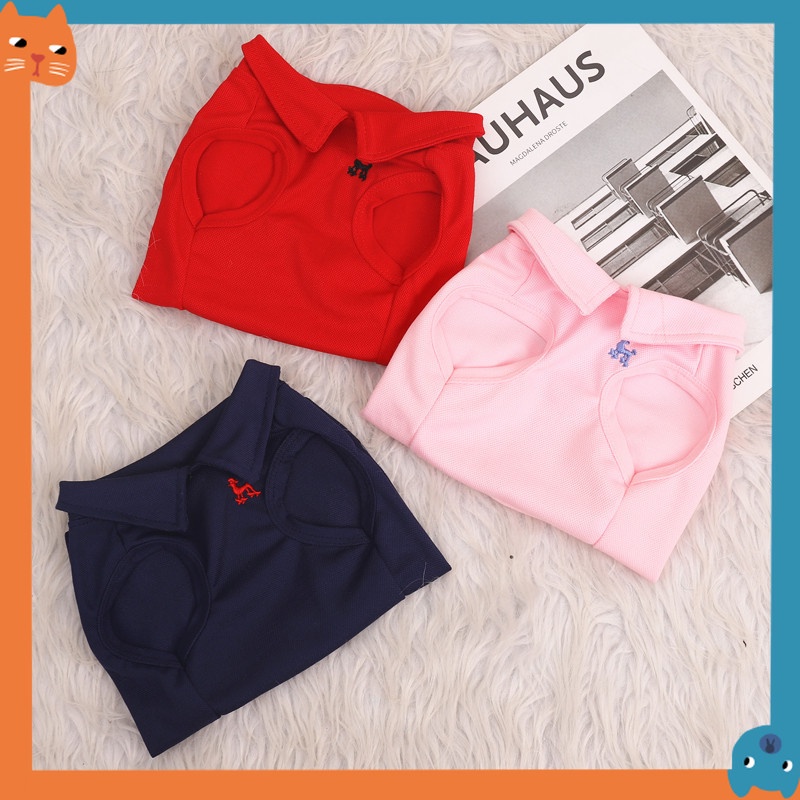 เสื้อสุนัขโปโลอเนกประสงค์พร้อมปลอกคอปลอมเสื้อกั๊กสัตว์เลี้ยงสีทึบสําหรับฤดูร้อนและลูกสุนัขฤดูใบไม้ผลิเครื่องแต่งกาย