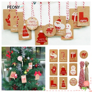 Peonypavilion ป้ายแท็กไม้แฮนด์เมด รูปซานต้าคลอส สโนว์แมนน่ารัก DIY สําหรับตกแต่งวันคริสต์มาส