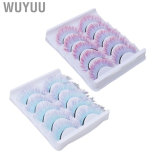 Wuyuu 5pcs Colorful Eyelashes Dramatic Gradient Color False Fluffy 3D Curlin