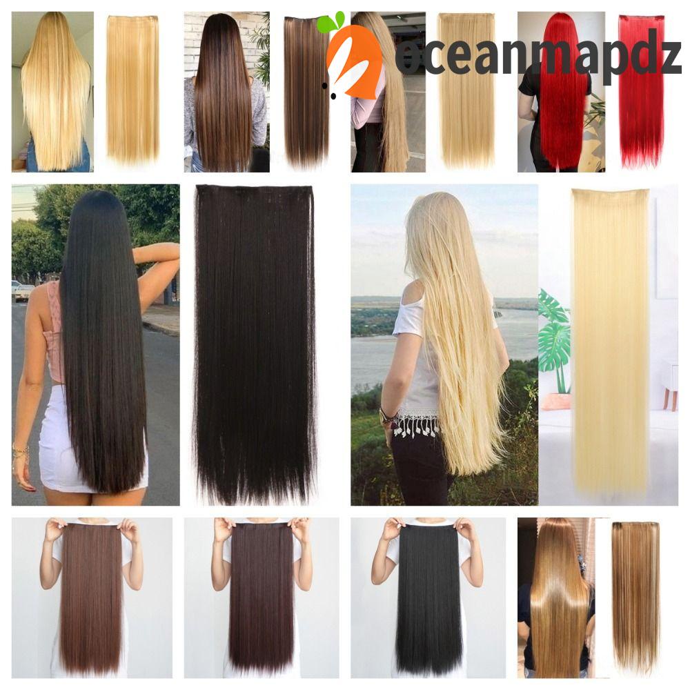 Oceanmapdz กิ๊บต่อผม ผมยาวตรง สีน้ําตาล ธรรมชาติ 5 คลิป สําหรับผู้หญิง