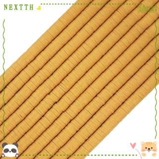 Nextth ลูกปัดดินโพลิเมอร์ ทรงกลมแบน สีกากี 6 มม. สําหรับทําเครื่องประดับ DIY 10 เส้น 3400 ชิ้น