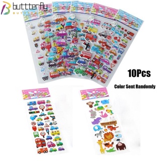 Buttterfly สติกเกอร์ ลายการ์ตูนคริสต์มาส สุ่มสี สําหรับตกแต่งสมุดภาพ โรงเรียน 10 ชิ้น