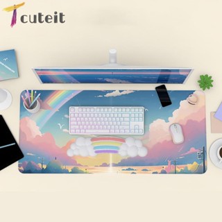 Tcuteit แผ่นรองเมาส์ แบบหนา กันลื่น ขนาดใหญ่ อุปกรณ์เสริม สําหรับเล่นเกมคอมพิวเตอร์