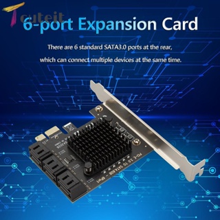 Tcuteit อะแดปเตอร์การ์ดขยาย SATA PCIe 6 พอร์ต SATA III เป็น PCI Express 3.0 X1