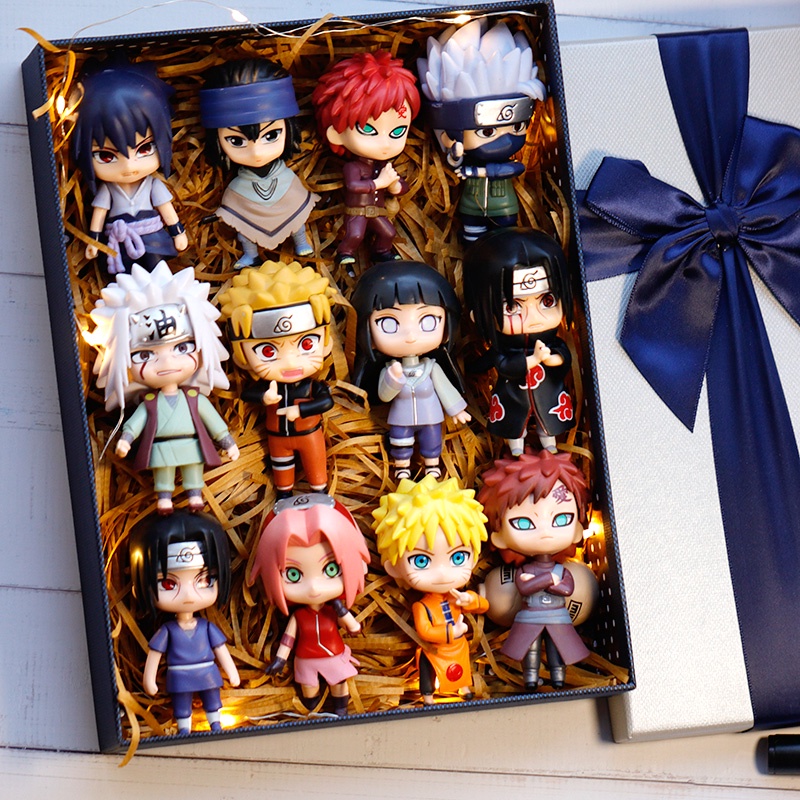 New 12pcs/set Anime Figure Naruto Shippuden Hinata Sasuke Itachi Kakashi Gaara Action Figure Q Versi