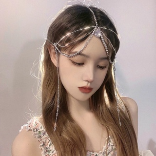 Xianmei bride headwear water drop tassel head curtain forehead ornaments fashion retro headgear wedding dress photography photo accessories