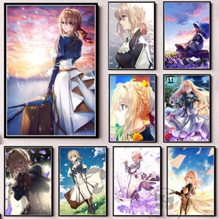 ใหม่ โปสเตอร์ผ้าใบ พิมพ์ลายการ์ตูนอนิเมะ Violet Evergarden สําหรับตกแต่งผนังบ้าน ห้องนั่งเล่น