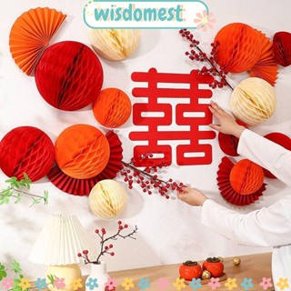 Wisdomest โคมไฟกระดาษ รูปรังผึ้ง สไตล์จีน 4 นิ้ว 10 ซม. DIY 5 ชิ้น