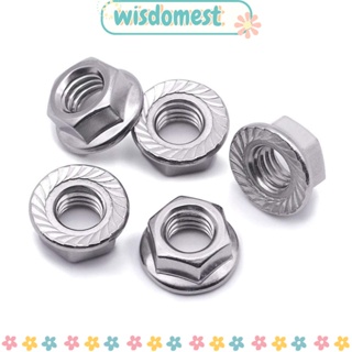 Wisdomest น็อตหน้าแปลนเมตริก หกเหลี่ยม สเตนเลส 304 M10X1.5 มม. สีเงิน สําหรับเครื่องใช้ในครัวเรือน 10 แพ็ค