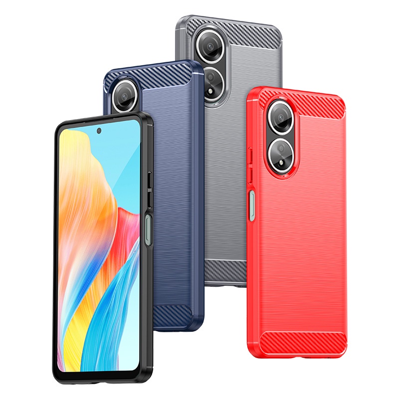 สําหรับ OPPO A58 A78 A98 5G 4G เกราะกันกระแทกคาร์บอนไฟเบอร์แปรงไฮบริด TPU กรณีฝาครอบ