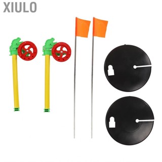 Xiulo 2Pcs Winter Ice Mini Fish Pole Wheel Flag Tackle Floating Fishing Rod