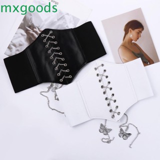 Mxgoods เข็มขัดหนัง PU เอวสูง สไตล์เกาหลี สําหรับผู้หญิง