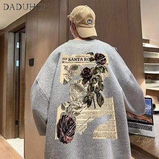 DaDuHey🔥 Mens Korean Style Chic Trendy Fashion Joker Thin Style Printed Sweater Spring and Autumn 2023 New round Neck Loose Long Sleeve Top