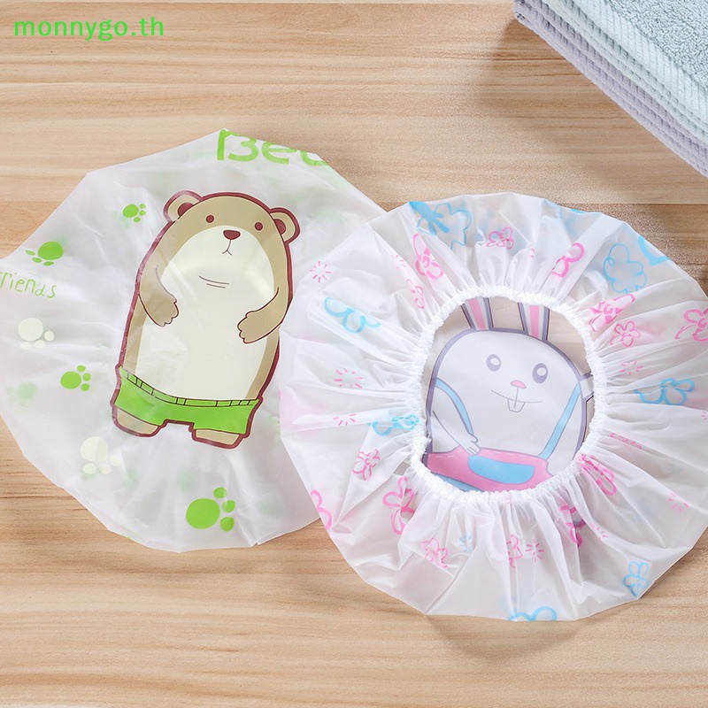 Monnygo 1 ชิ้นน่ารักการ์ตูนหมวกอาบน้ําหนากันน้ําและน้ํามัน Fume Shower อุปกรณ์ห้องน้ําสปาร้านทําผมอุปกรณ์ TH