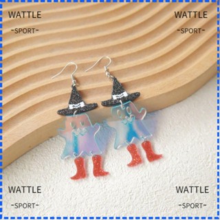 Wattle ต่างหูอะคริลิค รูปหัวกะโหลก ฟักทองน่ารัก สไตล์โกธิค เครื่องประดับ สําหรับเด็กผู้หญิง