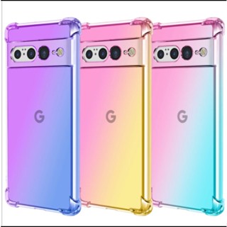 เคสใส แบบนิ่ม ไล่โทนสีรุ้ง กันกระแทก ป้องกันกล้อง สําหรับ Google Pixel 6 7 8 6a 7a