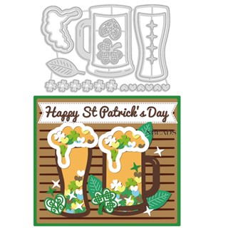 1 ชิ้น 1 ชุด 9 ชิ้น Happy St. Patricks Day แผ่นแม่แบบโลหะ ฉลุลายใบโคลเวอร์สี่แฉก สําหรับตัดกระดาษ การ์ด ตกแต่งสมุด อัลบั้ม หัตถกรรม DIY