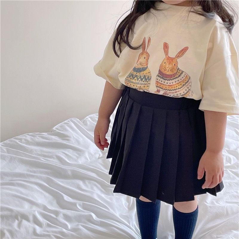 【Girl Top】เสื้อยืด ผ้าฝ้าย 100% พิมพ์ลาย ทรงหลวม สไตล์เกาหลี สําหรับเด็กผู้หญิง (1-14 ปี)