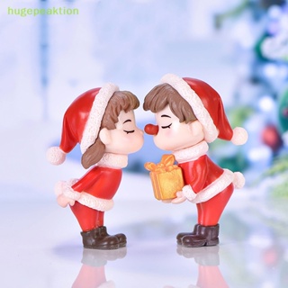 Hugepeaktion ตุ๊กตาฟิกเกอร์คู่รักคริสต์มาส ขนาดเล็ก สําหรับตกแต่งสวน DIY 2 ชิ้น