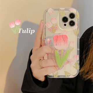 Yiki|เคสโทรศัพท์มือถือ TPU แบบนิ่ม ลายดอกไม้สีชมพู และดอกทิวลิป สําหรับ Huawei Honor 80GT 80SE 80 Pro 80 70 Pro 70 60SE 60 Pro 60 20 9X Pro Y9S