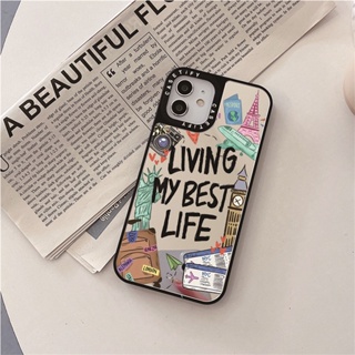 Casetify X Travel Lover by Nawara Studio PC Sliver Black Mirror Hard iPhone Case For iPhone 15 14 13 12 11 Pro MAX IX XS MAX XR 6 6s 7 8 Plus เคสกันกระแทก