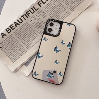 Casetify X เคสโทรศัพท์มือถือ PC แข็ง กันกระแทก ลายสติกเกอร์ผีเสื้อ สีเงิน ดํา สําหรับ iPhone 15 14 13 12 11 Pro MAX IX XS MAX XR 6 6s 7 8 Plus