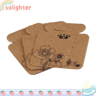 SOLIGHTER การ์ดกระดาษคราฟท์ สีกากี สําหรับใส่ต่างหู เครื่องประดับ วันหยุด