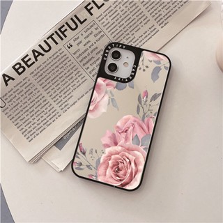 Casetify X Pink Rose PC Sliver เคสแข็ง iPhone 15 14 13 12 11 Pro MAX IX XS MAX XR 6 6s 7 8 Plus เคสกันกระแทก