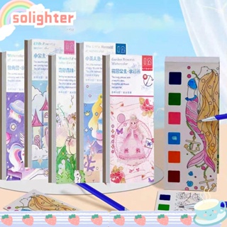 SOLIGHTER สมุดระบายสีน้ํา อุปกรณ์วาดภาพระบายสี สําหรับเด็กนักเรียน จํานวน 2 ชิ้น