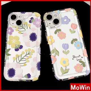 Mowin - เข้ากันได้สำหรับ เคสไอโฟน เคสไอโฟน11 เคส iphone 11 TPU Soft Case โปร่งใสกันกระแทกป้องกัน Simple ดอกไม้สีม่วงสีชมพูใช้งานร่วมกับ iPhone 14 13 PRO MAX 12 PRO MAX 11 XR XS 7 8 PLUS