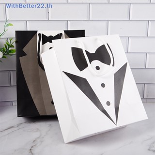 Withbetter ถุงกระดาษใส่ของขวัญ ลายทักซิโด้ พร้อมหูหิ้ว 5 ชิ้น