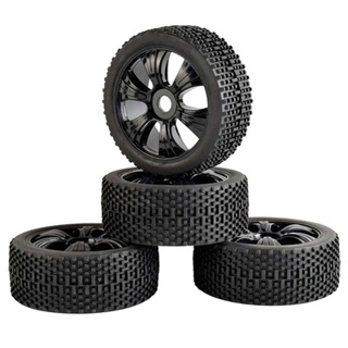 RC 4pcs Sponge Liner Tyre Tires &amp; Wheel Rim Fit HSP 1:8 Off-Road Buggy 82B-801